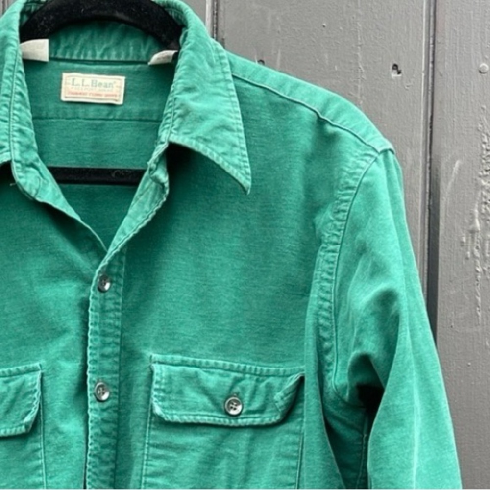 Vtg LL Bean Flannel - men’s green long-sleeved shirt size large 16.5 neck
